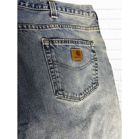 Carhartt Jeans Men's Size 42X30 Loose Fit Blue Denim Distressed Straight Leg - Picture 6 of 8